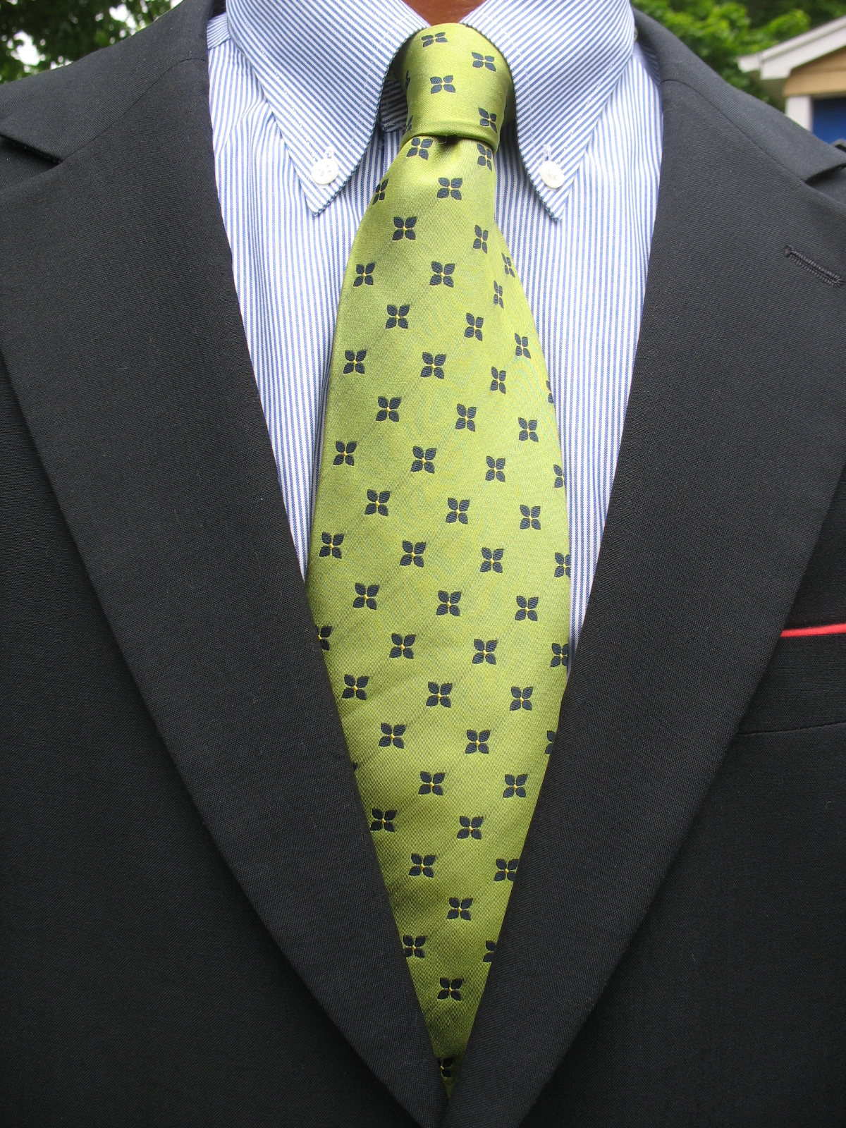 Olive with Navy florets Tie